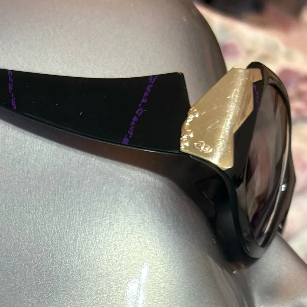 Dior Glossy Black Sunglasses Brown gold temple CD